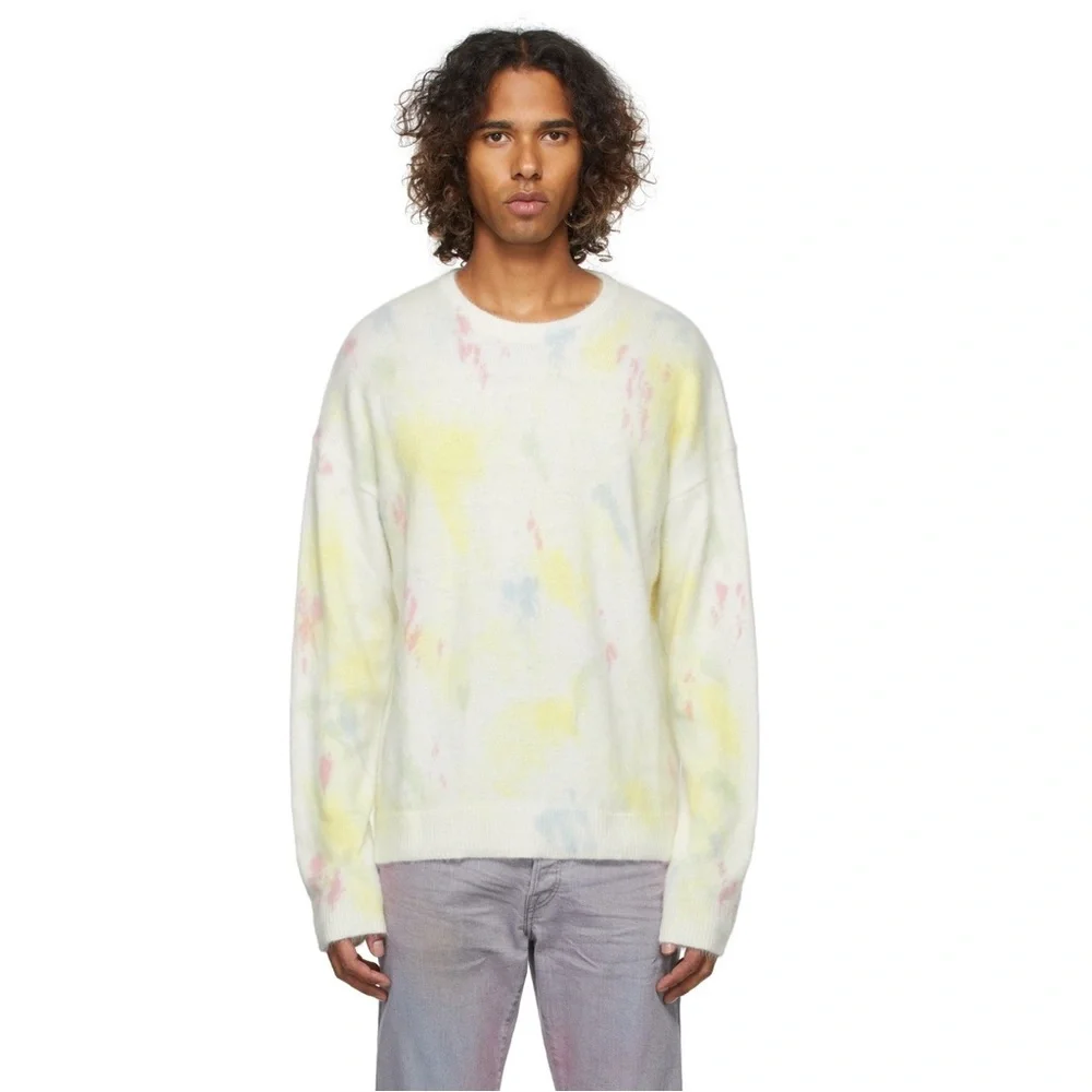 John Elliott Angora Crew Sweater in Ivory Skittles, size 3